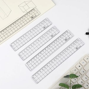 1 Stück transparentes einfaches Muster gerades Lineal, 15 cm, 18 cm, 20 cm gerades Lineal, Zeichnungslineal, Schule, Büromateriallineal