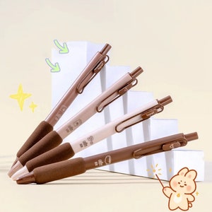 4pcs Coffee Beans Gel Pens, 0.5mm Black Ink Pen, Soft Bread Touch Pen ...