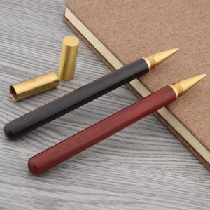 1pc massief houten balpen, metalen dop messing rollerpen, beste cadeaupen, school- en kantoorbenodigdheden, relatiegeschenkpen