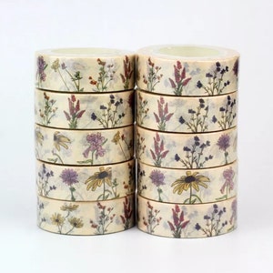 1pc Vintage Botanic Herbs Wild Flower Paper Washi Tape, Masking Tape, Cute Decorative Tape, Journal Planner image 7