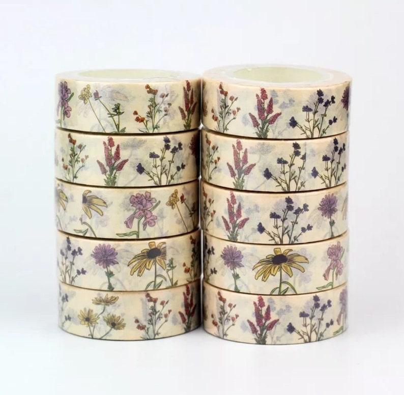 1pc Vintage Botanic Herbs Wild Flower Paper Washi Tape, Masking Tape, Cute Decorative Tape, Journal Planner image 7