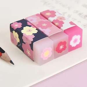 3pc Cherry Blossom Pencil Eraser, Lovely Flower Eraser School, Office Stationery, Eraser Gift, Student Eraser