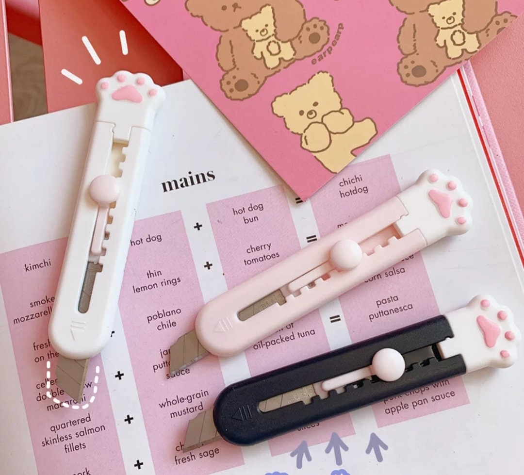 Cute Pink Pocket Knife Cat Paw Mini Portalble Utility Knife Cutter Letter  Envelope Opener Mail Knife School Office Supplies
