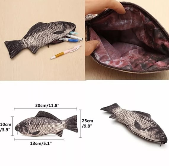 Creative Fish Shape Pencil Case Realistic Fish Pen Bags With Zipper Makeup  Pouch Gift Pen Box Stationery School Office Supplies