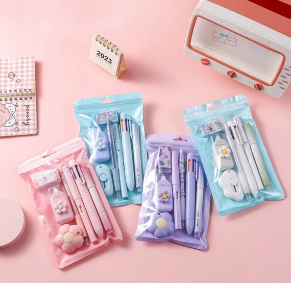 7個セット かわいい猫の足跡文房具セット、7 in 1文房具セット、学校