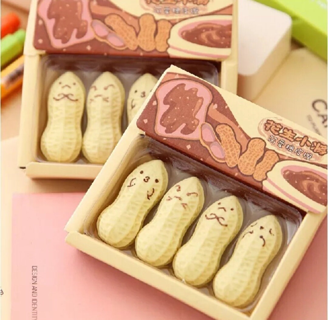 4pcs Set Cute Peanut Erasers Pencil Erasers Student Supply Etsy