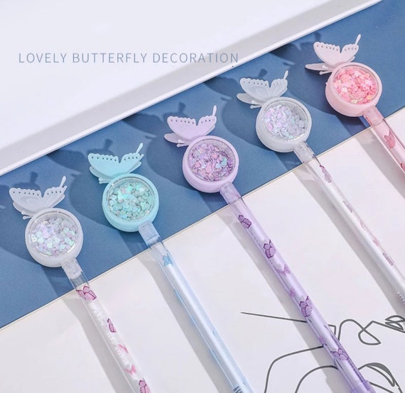 Penne gel 1 PC Butterfly Sequin, cancelleria Kawaii, penna regalo per  bambini, penna per cartoni animati, cancelleria per studenti, regalo penna,  -  Italia
