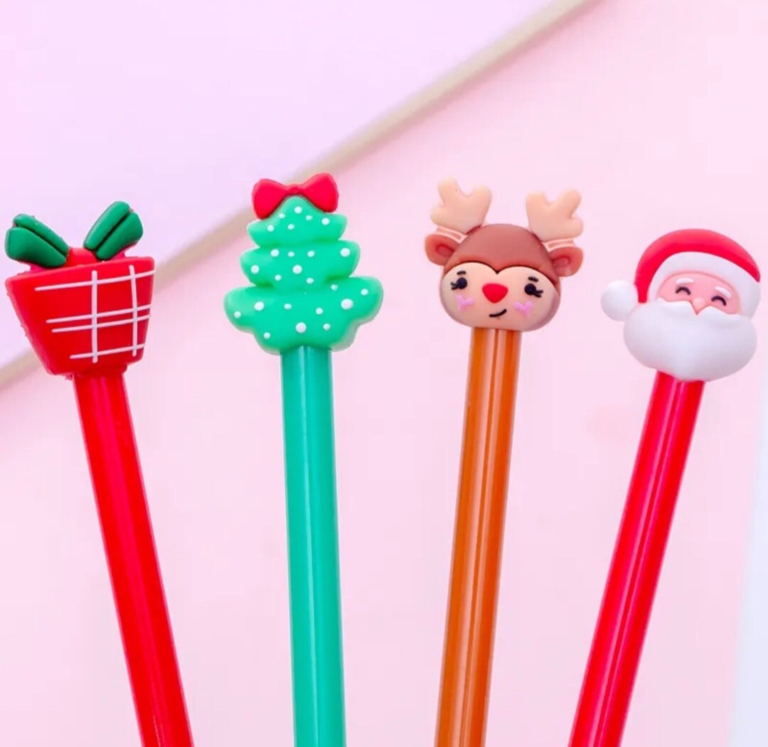 Penne a sfera di Natale, penne a sfera retrattili 10 in 1, Babbo Natale, renna, albero di Natale, pupazzo di neve, regalo per festa di Natale, cancelleria per scuola e ufficio