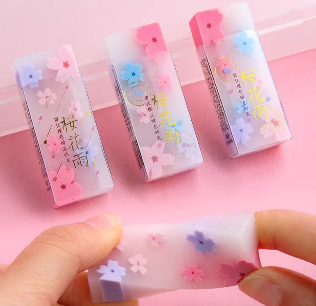 24 PCS Eraser Cherry Blossom Erasers Cute Erasers for Pencils Bulk