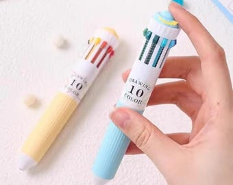 1 Stück Kugelschreiber mit 10 Farben, 0,8 mm Mine, geeignet für Schule und Büro, zum Zeichnen und Schreiben, als Geschenk.