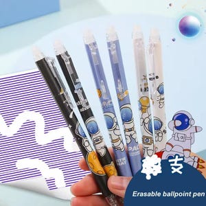 3 pezzi Penna Astronauta Piccola, Penna Cancellabile, Penna Gel Graziosa, Regalo per Studenti, Penna da Scrittura, Penna con Inchiostro Blu/Nero, Penna Gel Astronauta, Penna Regalo