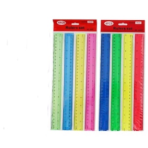 4 Stück 30 cm gerades Lineal, buntes Lineal, Messwerkzeug, Kunststofflineal, Schule, Büromaterial, Studentengeschenklineal