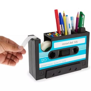 1 portapenne a cassetta, dispenser per nastro a cassetta, portacancelleria, organizzatore da tavolo a cassetta, bomboniera, portapenne regalo