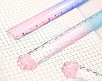 1pc 15cm Cat Claw Straight Ruler, Drawing Ruler, Measuring Tool, School, Office Supply, Cat Paw Scale