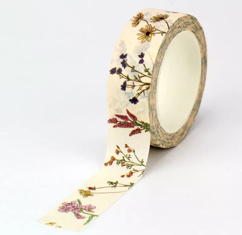 1pc Vintage Botanic Herbs Wild Flower Paper Washi Tape, Masking Tape, Cute Decorative Tape, Journal Planner image 2