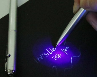 invisible pen, pens, invisible ink, invisible ink pen, ballpoint pens, school supplies, gift, christmas gift, UV light, spy gadgets,spy gear