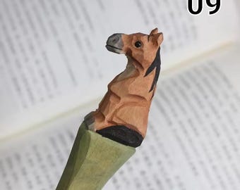 1pc Wood Carved Animal Gel Pen, Black Ink Pen, Writing Pen, Kids Gift Pen, Animal Pen, Special Gift Pen