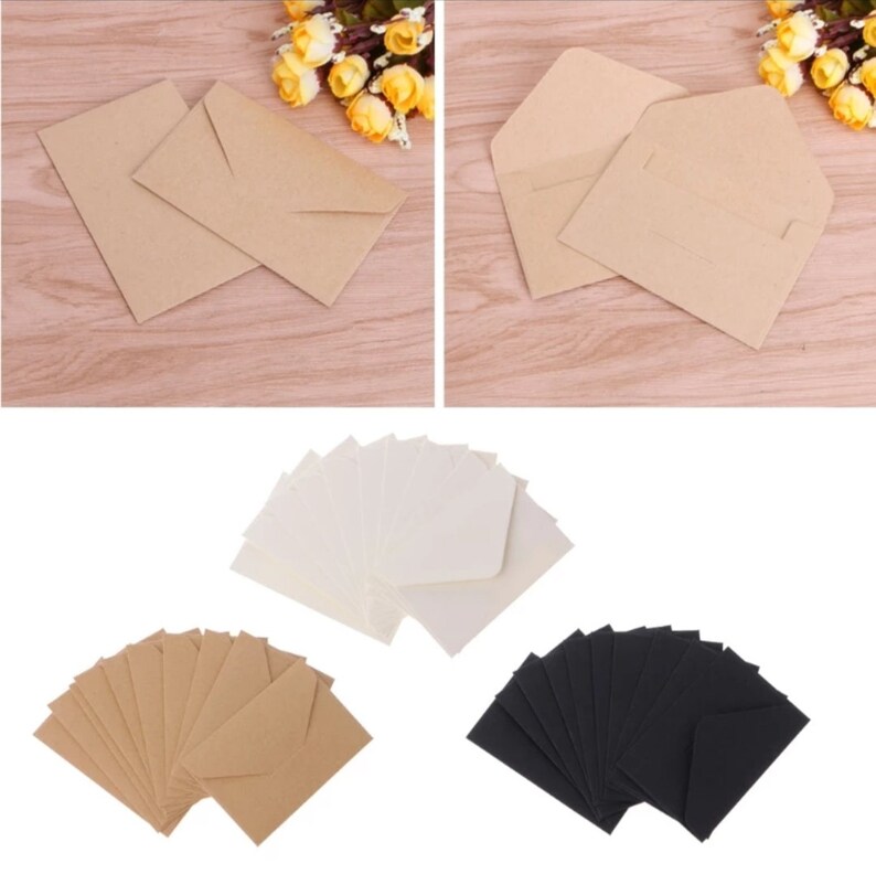 20Pcs Mini gift envelopes, classical white, black, craft mini envelopes, paper envelopes, 10.5 x 6.8 cm cute small paper envelopes image 10