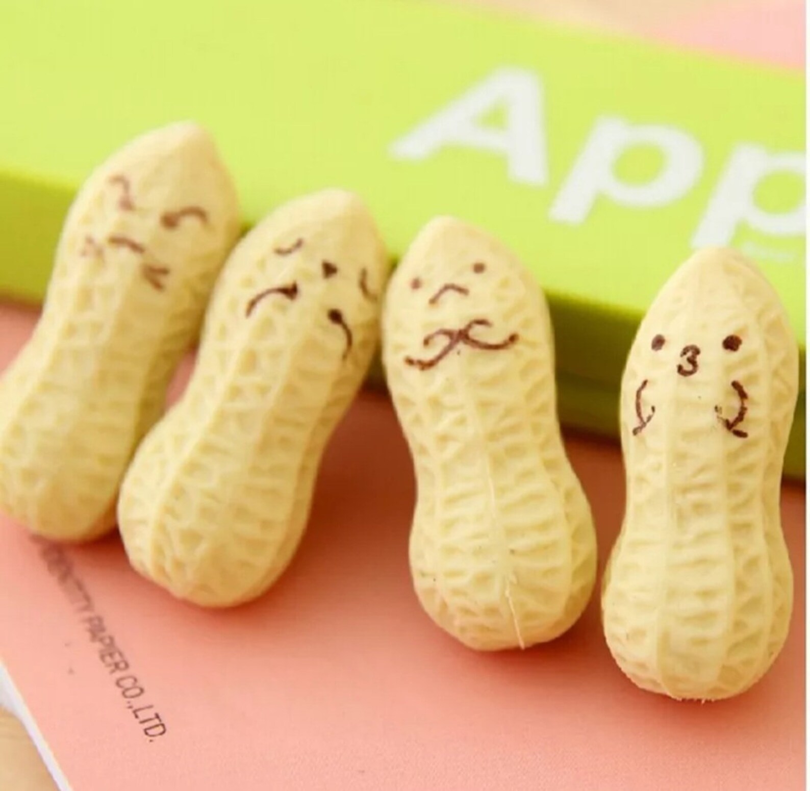 4pcs Set Cute Peanut Erasers Pencil Erasers Student Supply Etsy