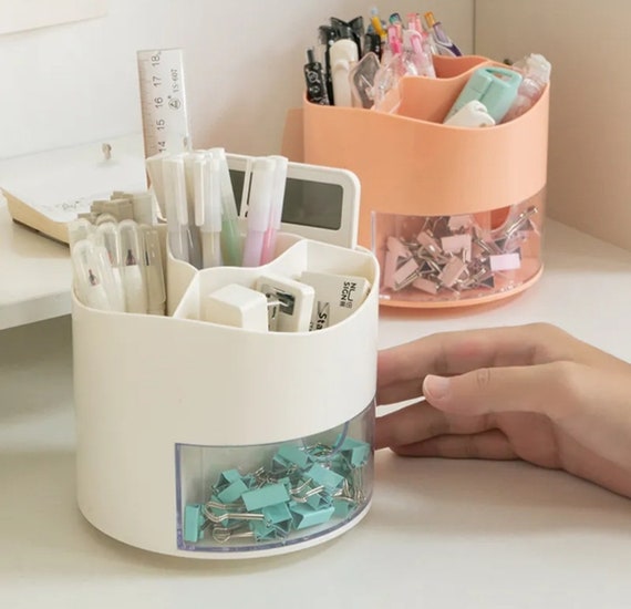 Desk Organizer, 360-Degree Rotating Pen Holder For Desk, Desk Organizers And Accessories With 5 Compartments Pencil Holder, Art Supply Storage Box Caddy For Office, Home