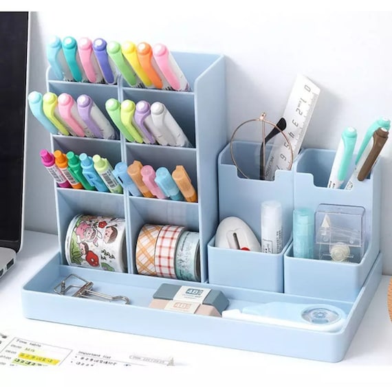 My Space Organizers White Desk Organizer, 9 Compartments, Office Supplies  and Desk Accessories Organizer, Pen Holder, Office Decor Desktop Organizer