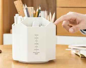 Pen Pencil Holder 360Rotating, 3 Slots Desktop Storage Pen Organizers Desk Stationery Supplies Pencil Container Cup Pot Art Supply Accessories for