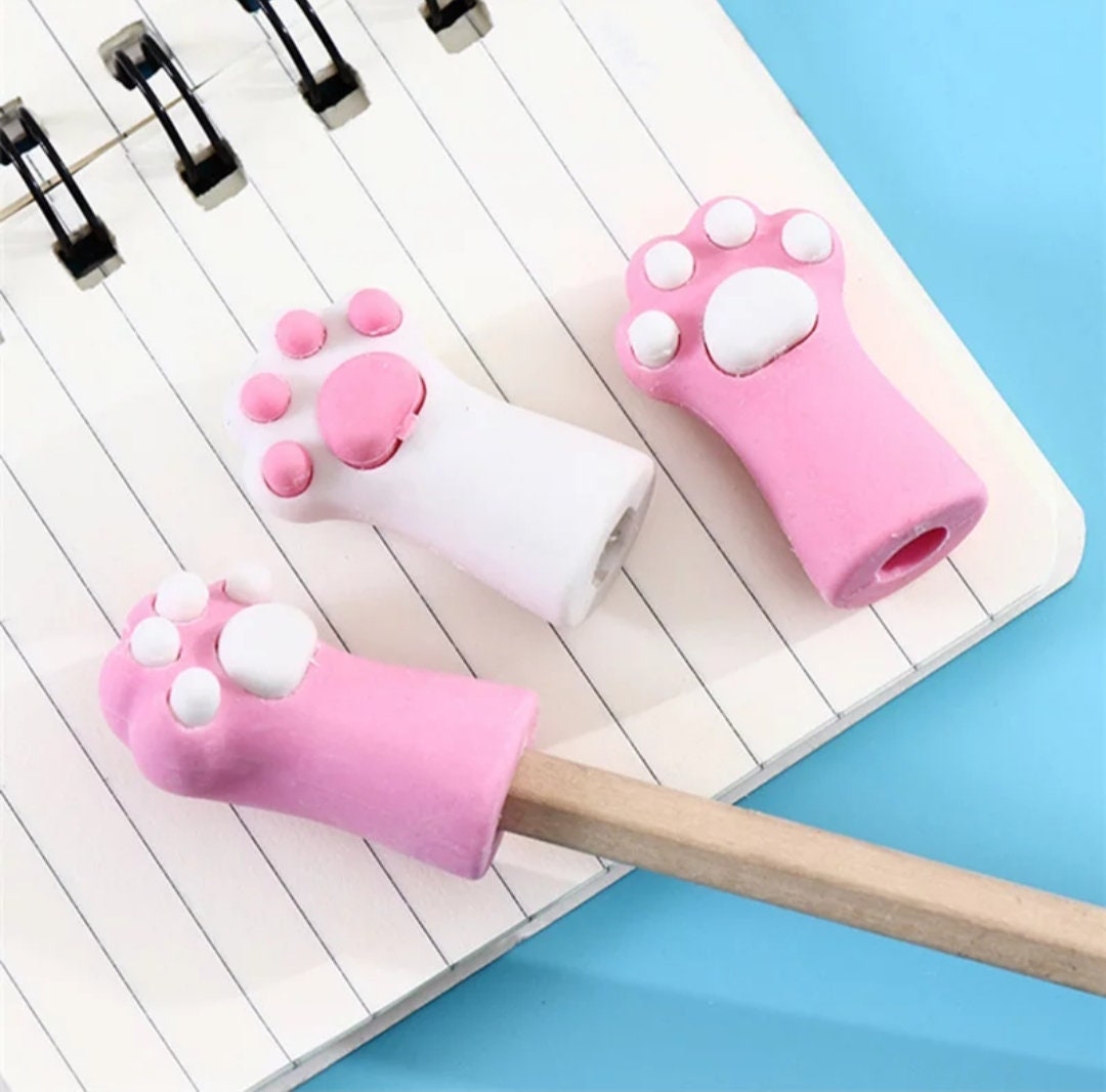 1Pc/Cat Paw Pencil Erasers Pink White cute rubber eraser Etsy