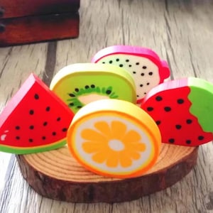 7pcs Pencil Eraser, Creative Pencil Eraser, Fruit Shape Pencil Eraser, School Supplies, Student Stationery