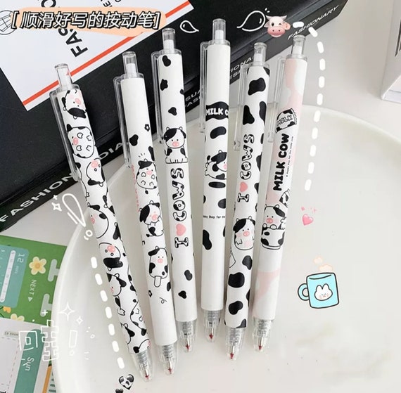 6pcs Milk Cow Gel Pen, 0.5mm Gel Pen, Writing Pen, Cute, Lovely Cow Pen,  Kids Gift Pen, Student Writing Pen, Stationery Gift, School Supply 