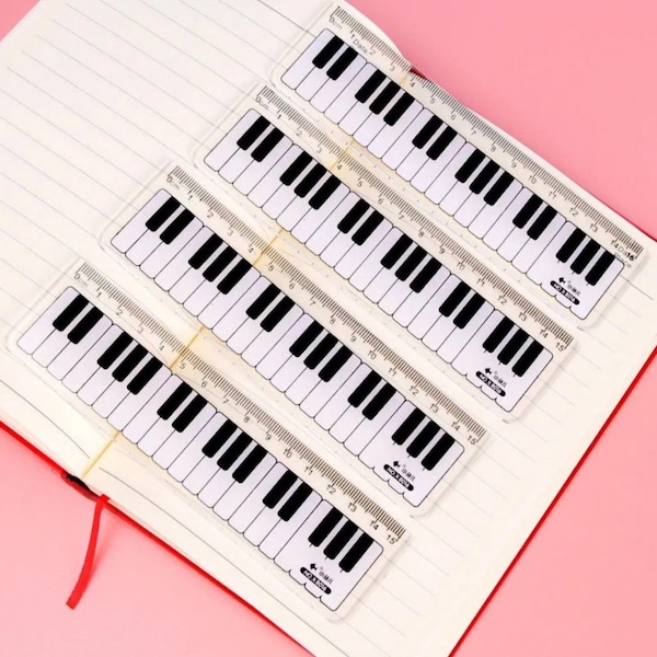 1pc 15cm Piano straight ruler, black & white ruler, bookmark, musical notes  measuring ruler, cute drawing ruler