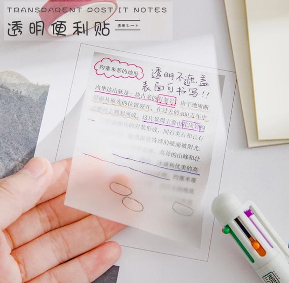 50 Sheets Transparent Sticky Note Pads Waterproof Clear Memo Pad