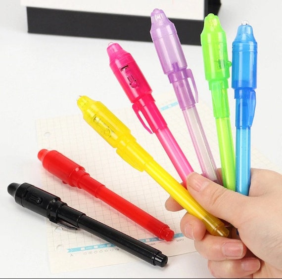 5 Colors Kids Spy Pen Invisible Ink UV Light Magic Secret Messages Party Gifts
