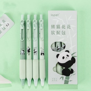 Bolígrafo de gel con diseño de panda bonito de 4 Uds., bolígrafo de gel de tinta negra de 0,5mm, bolígrafo para escribir con animales de panda, suministro de bolígrafos para estudiantes, bolígrafo de regalo