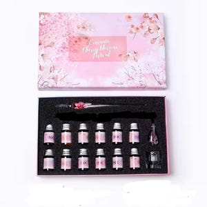 Zestaw 15 sztuk Cherry Blossom Szklany długopis, Długopis do pisania, Szklany długopis, Zestaw upominkowy długopisów, Różowy kwiat szklany długopis, Zestaw szklanych długopisów