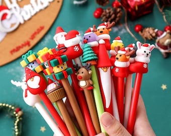 20pcs Christmas Gel Pen, Snowmen, Santa Claus, Christmas Tree Pen, Christmas Gift, Party Gift, Christmas Pen, Random Sending