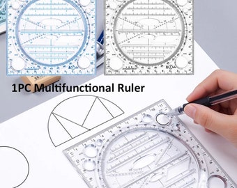 1pc Multi-function Kaleidoscope Geometric Ruler, Drawing Ruler, Template  Ruler, Measuring Ruler, Black, Blue Color Perfect Drawing Ruler 