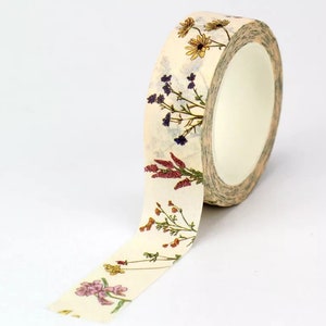 1pc Vintage Botanic Herbs Wild Flower Paper Washi Tape, Masking Tape, Cute Decorative Tape, Journal Planner image 1