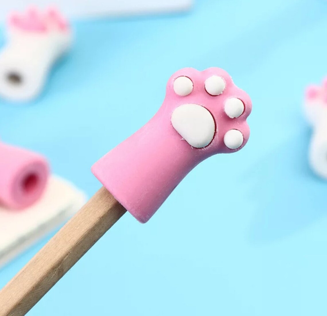 1Pc/Cat Paw Pencil Erasers Pink White cute rubber eraser Etsy
