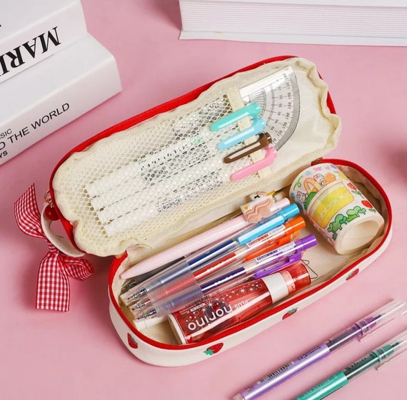 1pc Green Large Capacity Stationery Pencil Case Kawaii Macaron Color Pencil  Case Cute Pencil Pouch For Girls Boys Student Aesthetic Pencil Case For