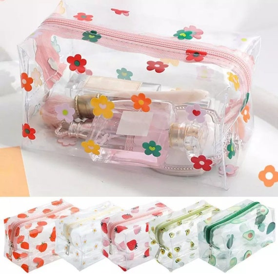 1PC New Waterproof School Cosmetic Handbags Transparent Plastic Box Pen  Holder Bag Makeup Pouch Pencil Case