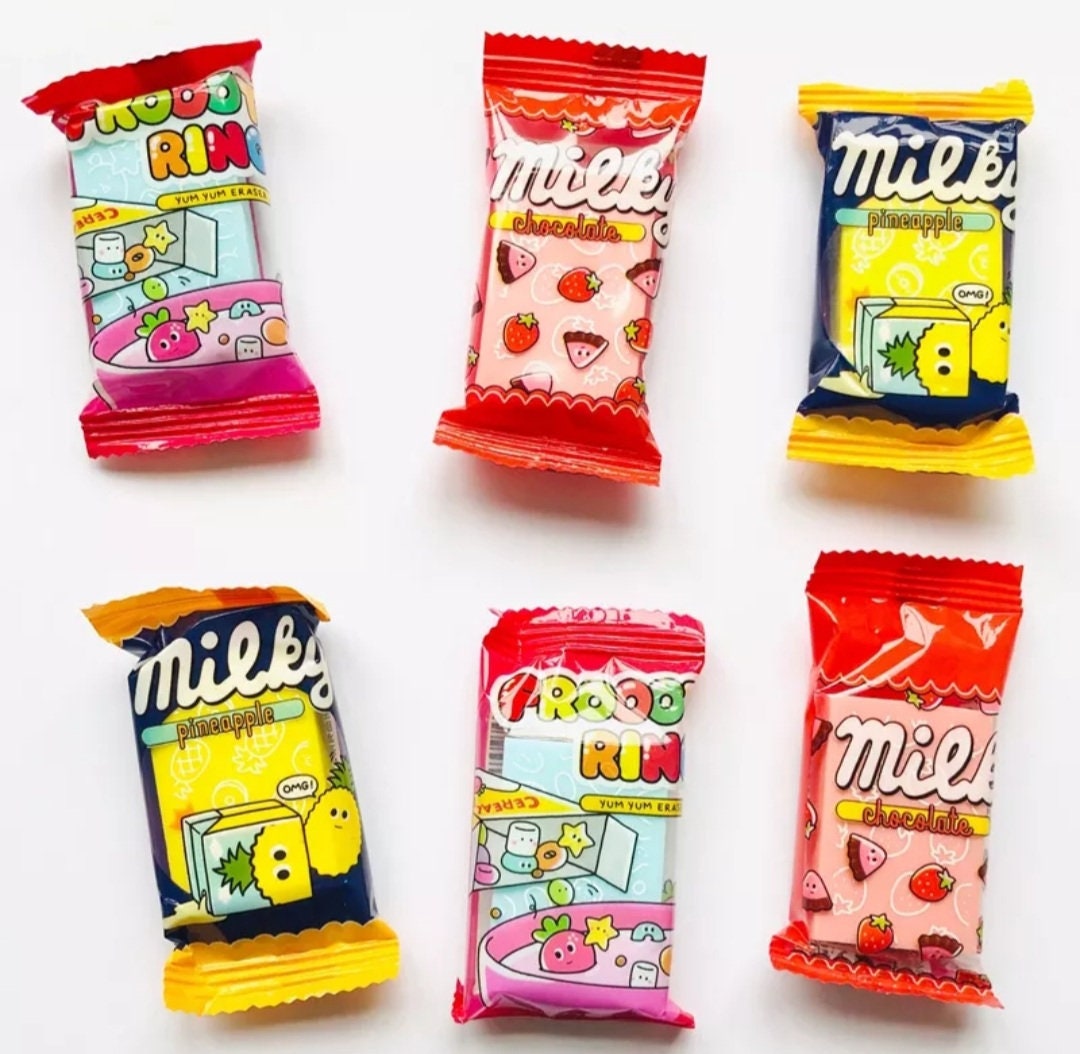 1pc Creative Milky Candy Eraser Random Cute Pencil Erasers Etsy