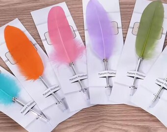 1pc Feather ballpoint pen, black ink pen, 19 colours feather pen, gift pen supply, writing pen