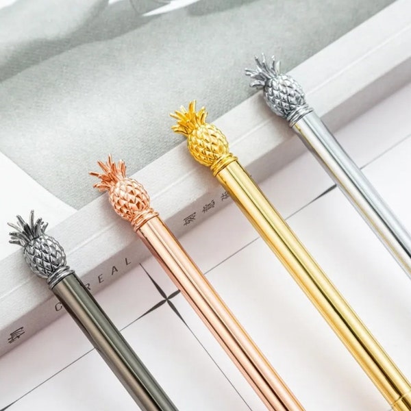 1pc Metal Pineapple Ballpoint Pen, Black Ink Pen, School, Office Supplies, Writing Pen, Student gift, Pen Stationery