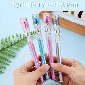 3 Stück Spritzengelstift, schwarze Tintenschreibstifte, Spritzenformstift, Kreativstift, Schul-, Bürobedarf