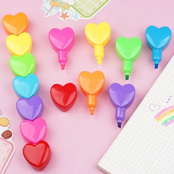 1 Piece 6 Colors Love Heart Highlighter, Candy Color Highlighter, Cute Love Heart Highlighter, Student Gift, Stationery Supplies