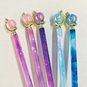 3pcs Sterrenhemel planeet gelpen, roteren bal gelpen, 0.5mm zwarte inkt pen, schrijfpen, school kantoorbenodigdheden