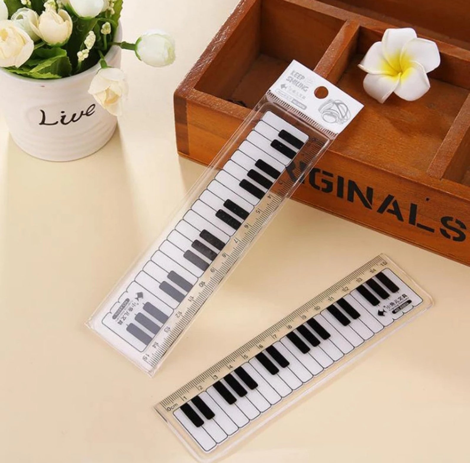 1pc 15cm Piano Straight Ruler Black & White Ruler Bookmark - Etsy