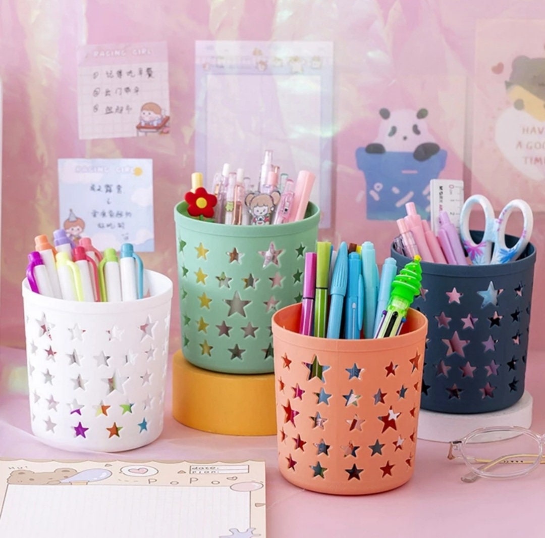 Large Kawaii Rotary Pen Holder with Stickers Cute Kawaii Pencil Holder for  School Girls Desk Organizer Phone Holder Japanese Stationery Storage