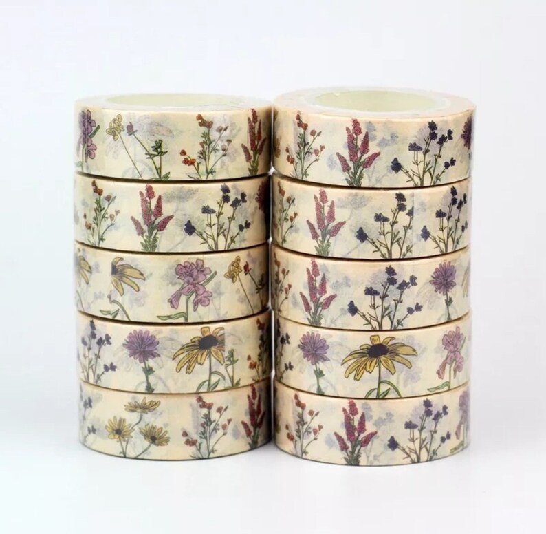 1pc Vintage Botanic Herbs Wild Flower Paper Washi Tape, Masking Tape, Cute Decorative Tape, Journal Planner image 5