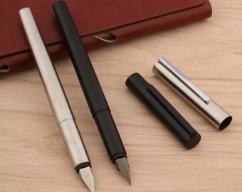 1pc Stainless steel/Matte Black Fountain Pen, Extra Fine/Fine Nib Pens, Business, Office Fountain Pen, Student Gift, Luxury Fountain Pen